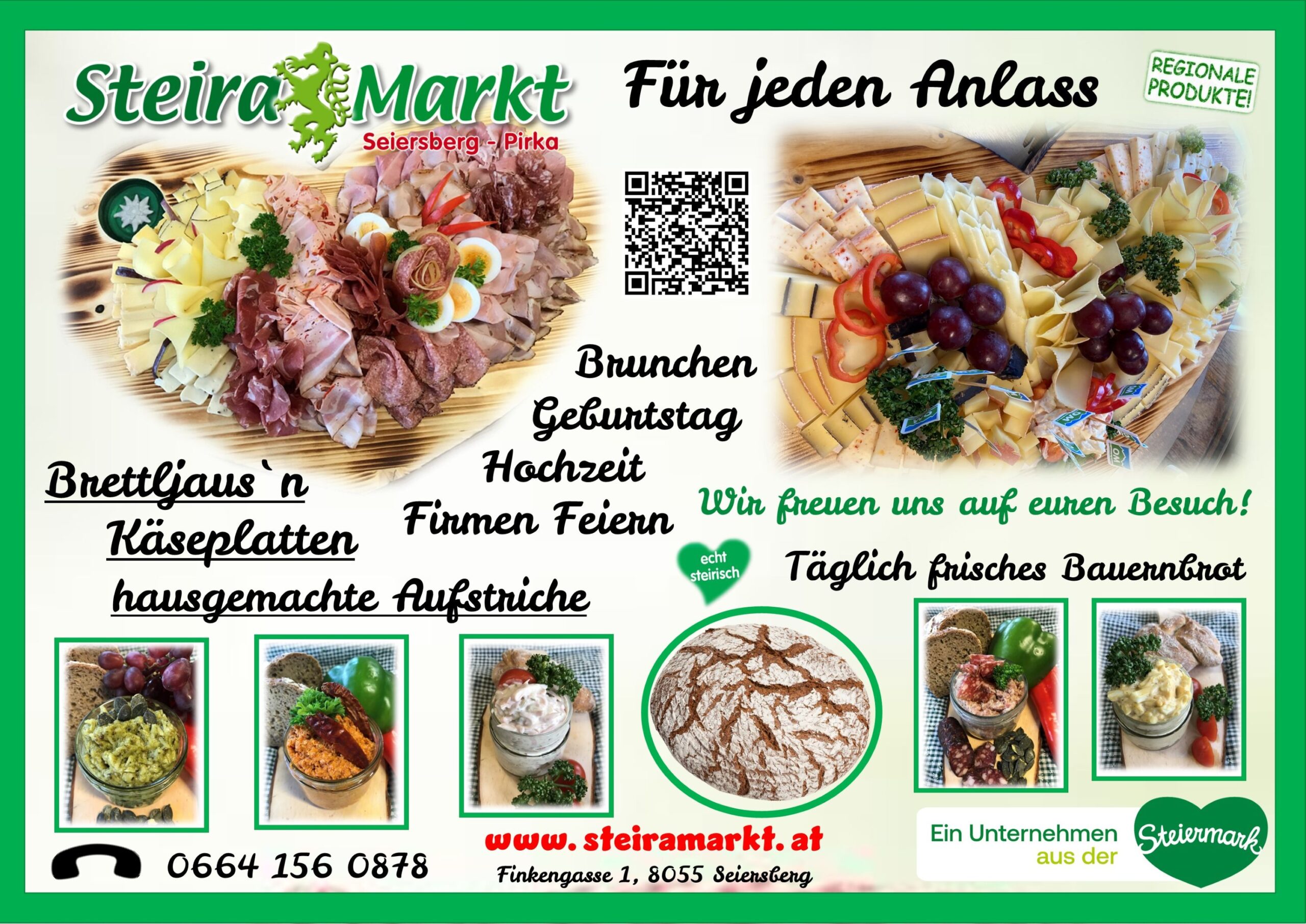 𝓞𝓲𝓼 𝓯ü𝓻 𝓪 𝓰𝓾𝓪𝓽𝓮 𝓑𝓻𝓮𝓽𝓽𝓵 𝓙𝓪𝓾𝓼𝓷 𝑨𝒖𝒇𝒔𝒄𝒉𝒏𝒊𝒕𝒕𝒑𝒍𝒂𝒕𝒕𝒆𝒏, 𝑲ä𝒔𝒆𝒑𝒍𝒂𝒕𝒕𝒆𝒏 𝒇ü𝒓 𝒋𝒆𝒅𝒆𝒏 𝑨𝒏𝒍𝒂𝒔𝒔 𝑩𝒓𝒖𝒏𝒄𝒉𝒆𝒏 𝑮𝒆𝒃𝒖𝒓𝒕𝒔𝒕𝒂𝒈 𝑯𝒐𝒄𝒉𝒛𝒆𝒊𝒕 𝑭𝒊𝒓𝒎𝒆𝒏 𝑭𝒆𝒊𝒆𝒓𝒏 ... GUTES von uns 😋😋😋 unsere hausgemachten Brettljausn, Käseplatten und Aufstriche 😋 👍👍👍 soooo guat 😋 handgemachte Aufstriche ✅ Kernöl - Käse ✅ Käse ✅ scharfer 🌶️Käse😋 ✅ Ei ✅ Serbischer 🌶️ scharf ✅ Winzer mit Schinken ✅ Wurst - Mayo ✅ Steirischer Brot Aufstrich mit Knoblauch ✅ scharfer 🌶️Steirischer Brot Aufstrich mit Knoblauch Das Alles gibt es genial regional beim SteiraMarkt in Seiersberg-Pirka. 💥 Das SteiraMarktteam freut sich auf Euch.😋 💥